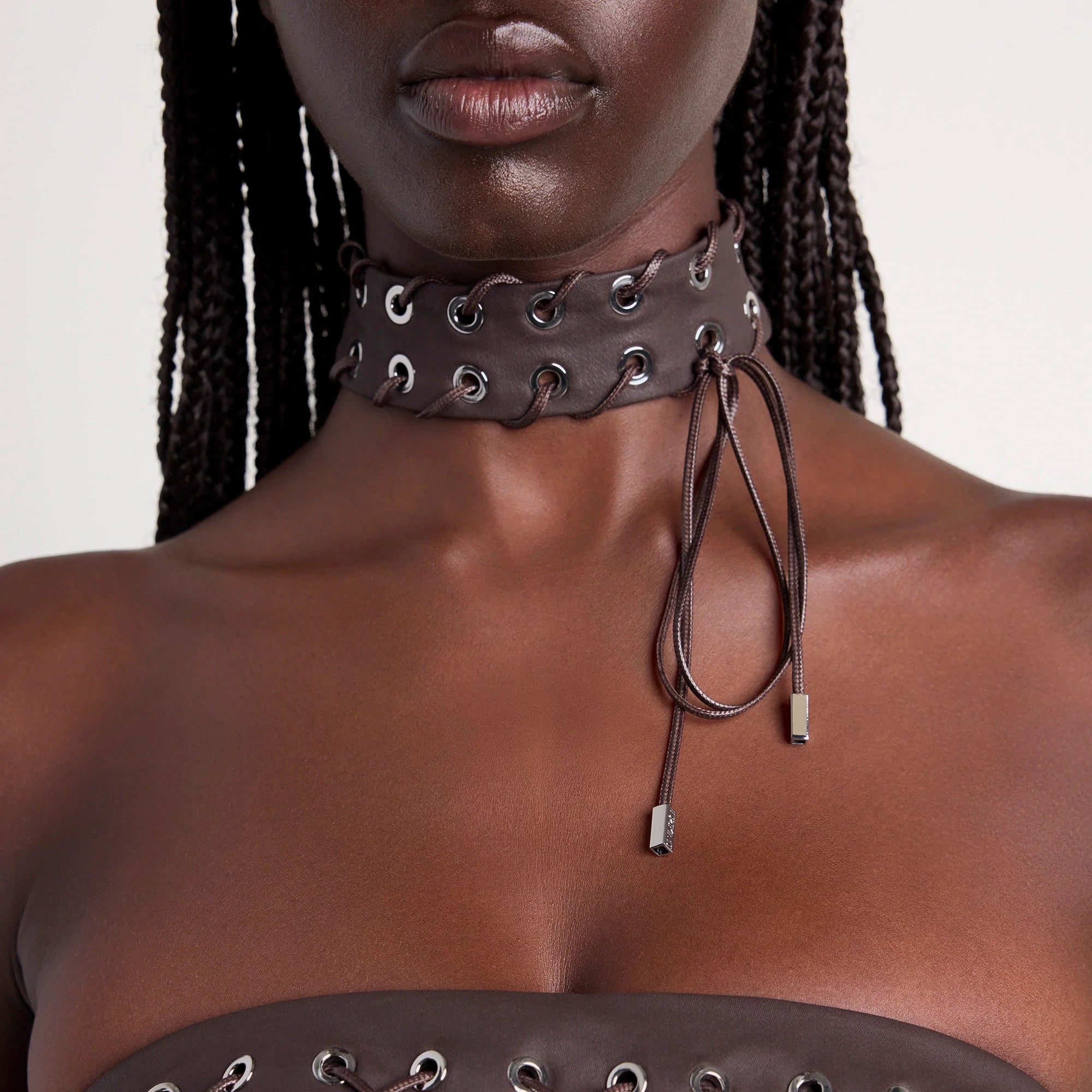 LUDOVIC DE SAINT SERNIN X SKIMS WAXED COTTON CHOKER | COCOA
