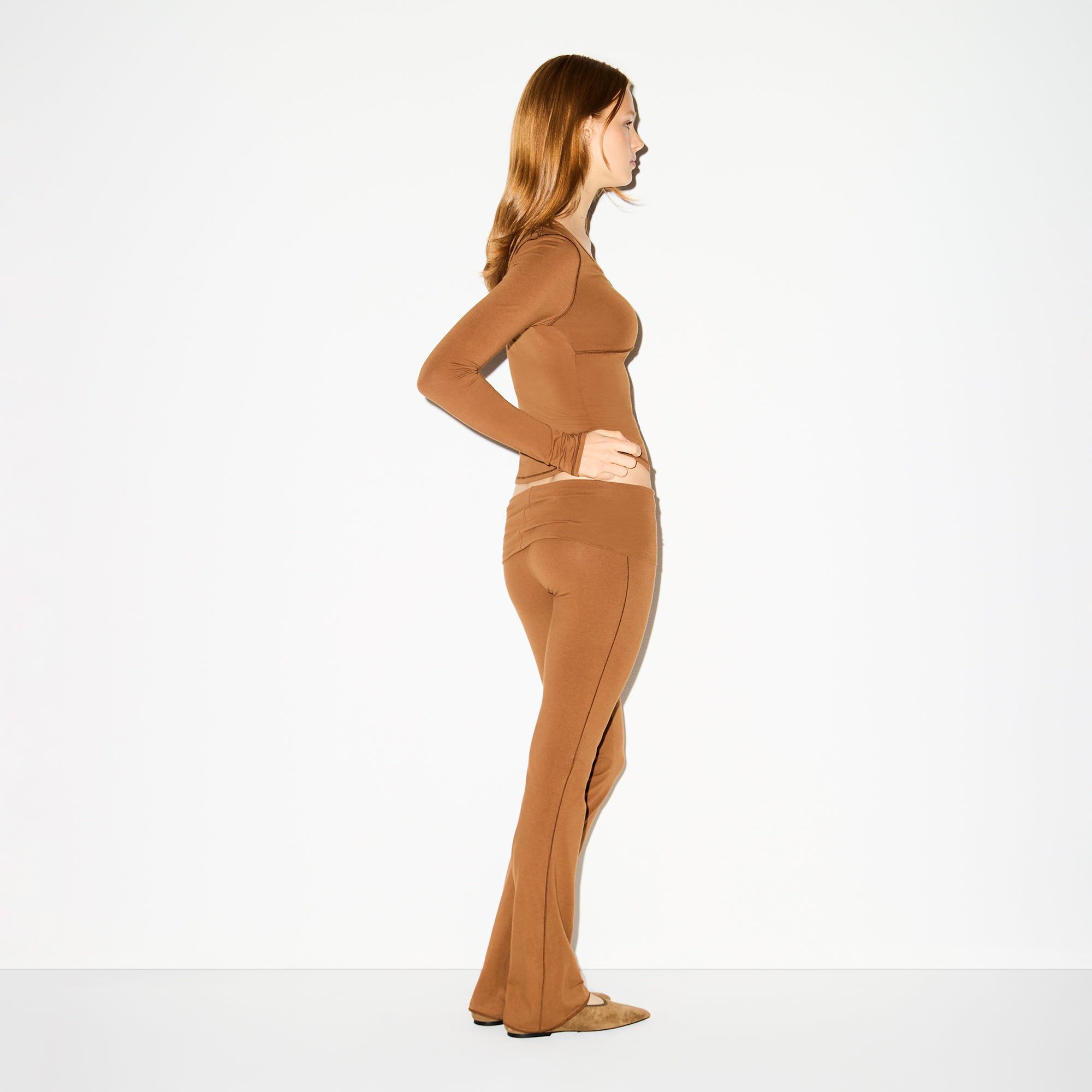 COTTON JERSEY FOLDOVER PANT | CHAI
