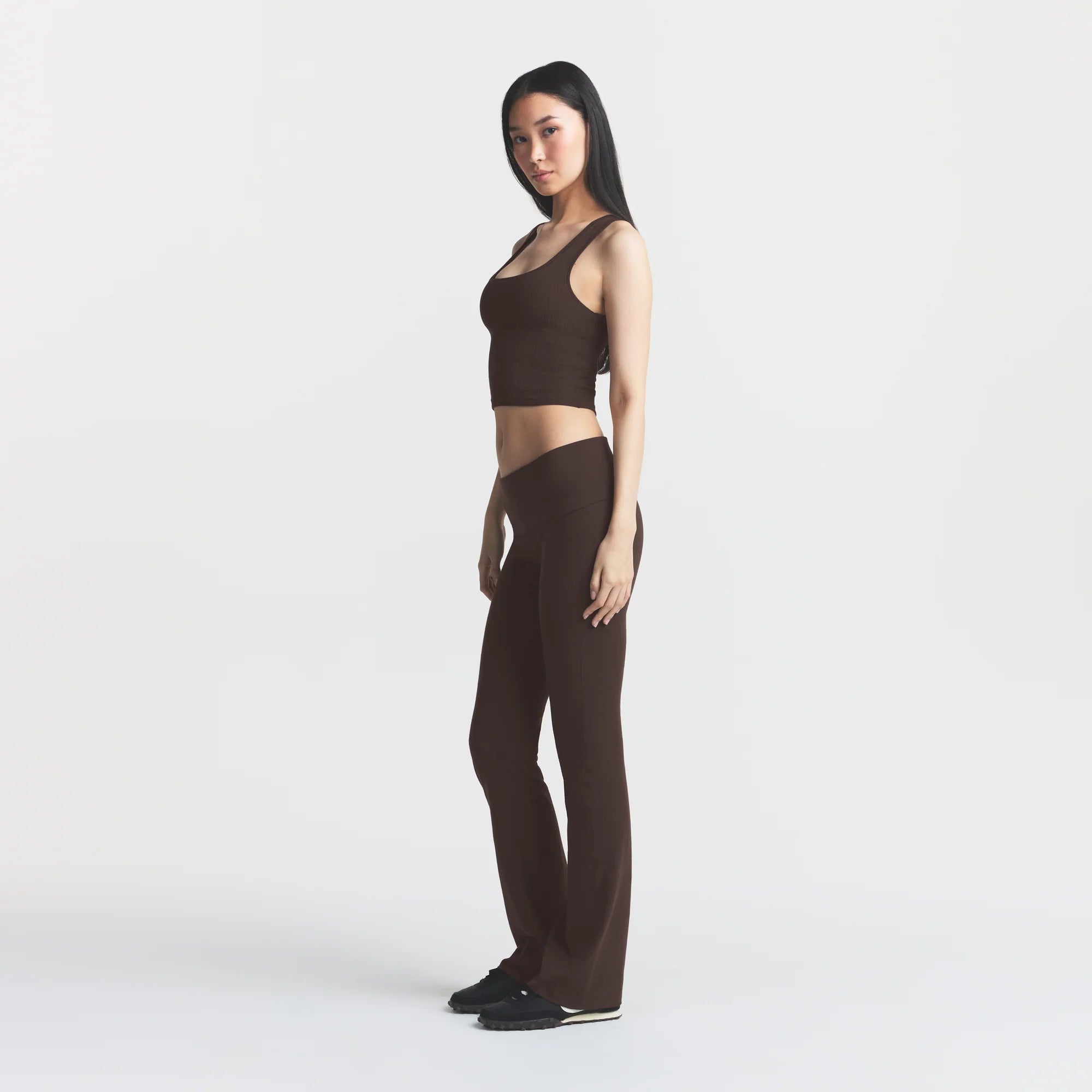 COTTON JERSEY FOLDOVER PANT | ESPRESSO