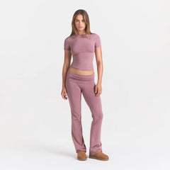 COTTON JERSEY FOLDOVER PANT | MUTED MAUVE