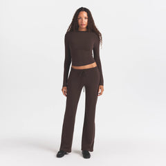 COTTON JERSEY LONG SLEEVE T-SHIRT | ESPRESSO