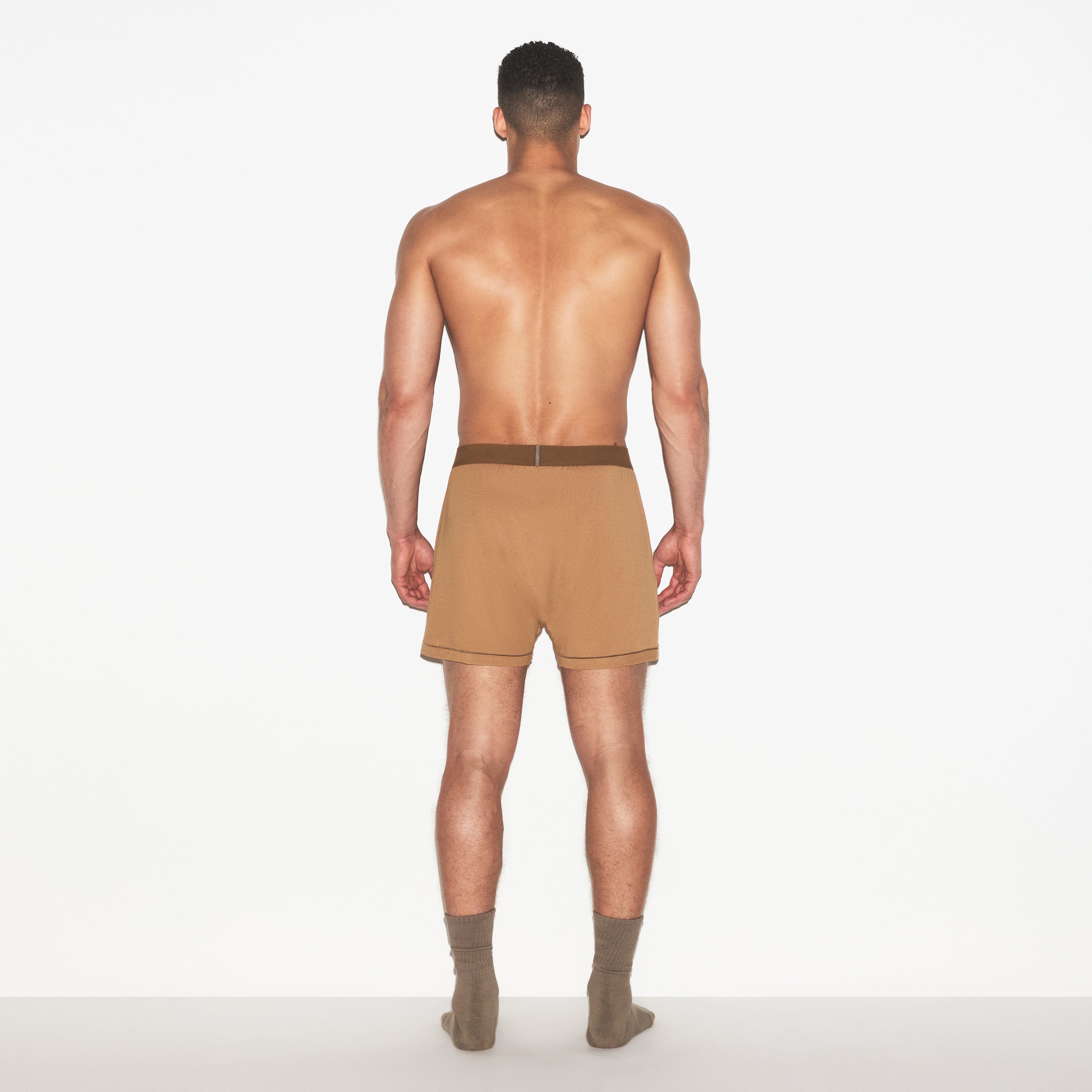 SKIMS COTTON MENS KNIT BOXER | RUSSET