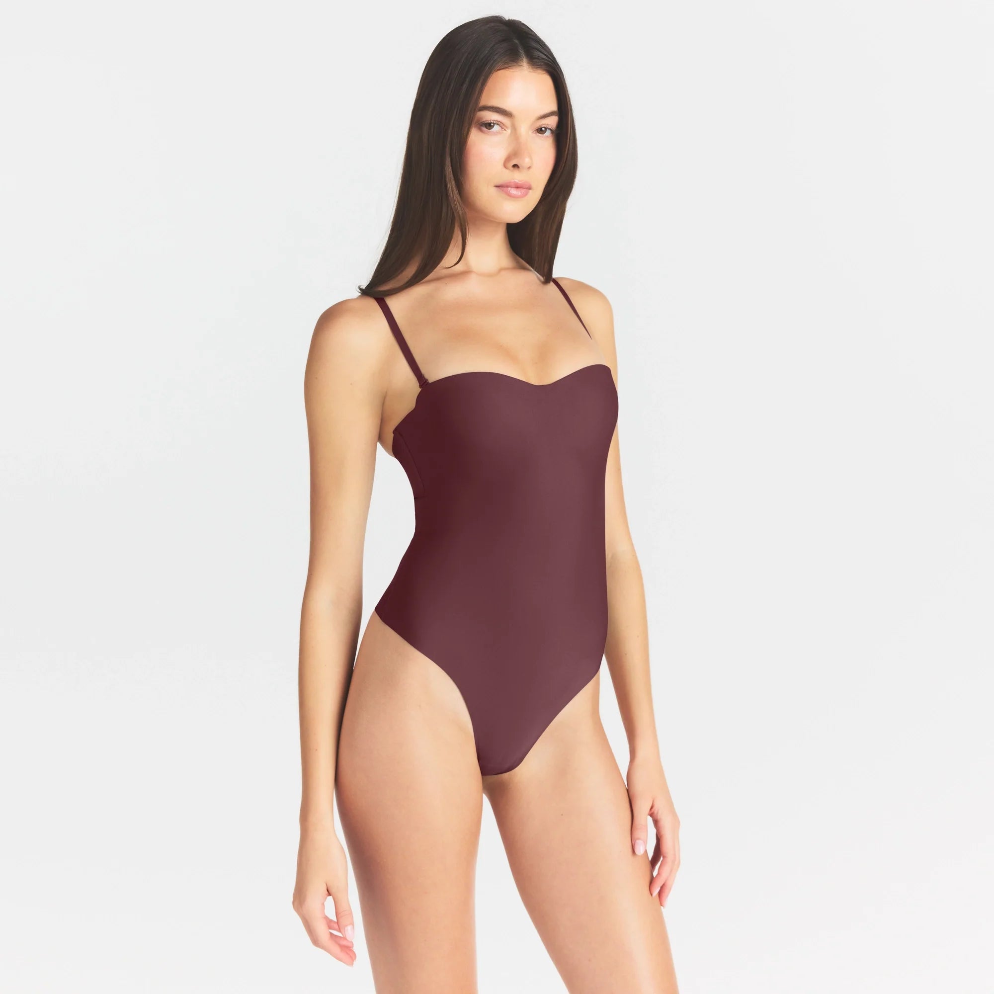 SKIMS BODY UNDERWIRE THONG BODYSUIT | CURRANT