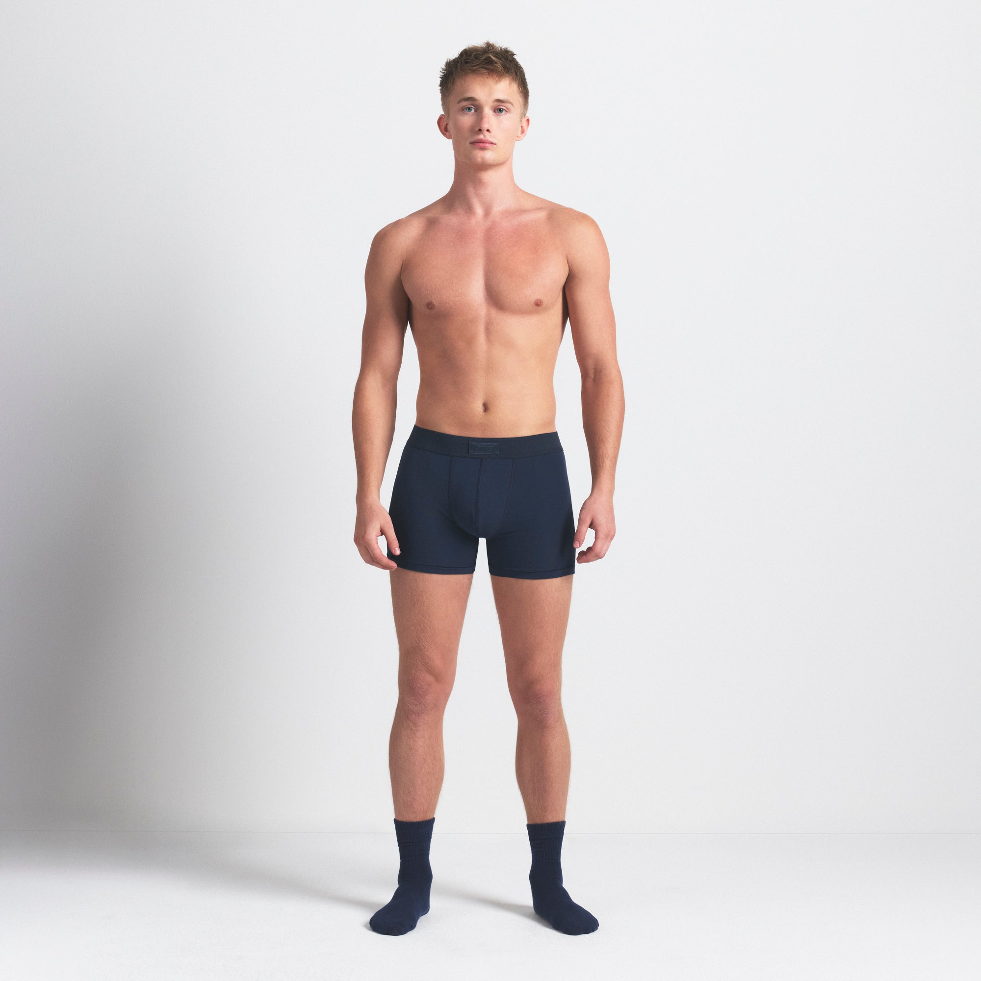 SKIMS COTTON MENS 3" BOXER BRIEF 3-PACK | BLUE BLACK MULTI