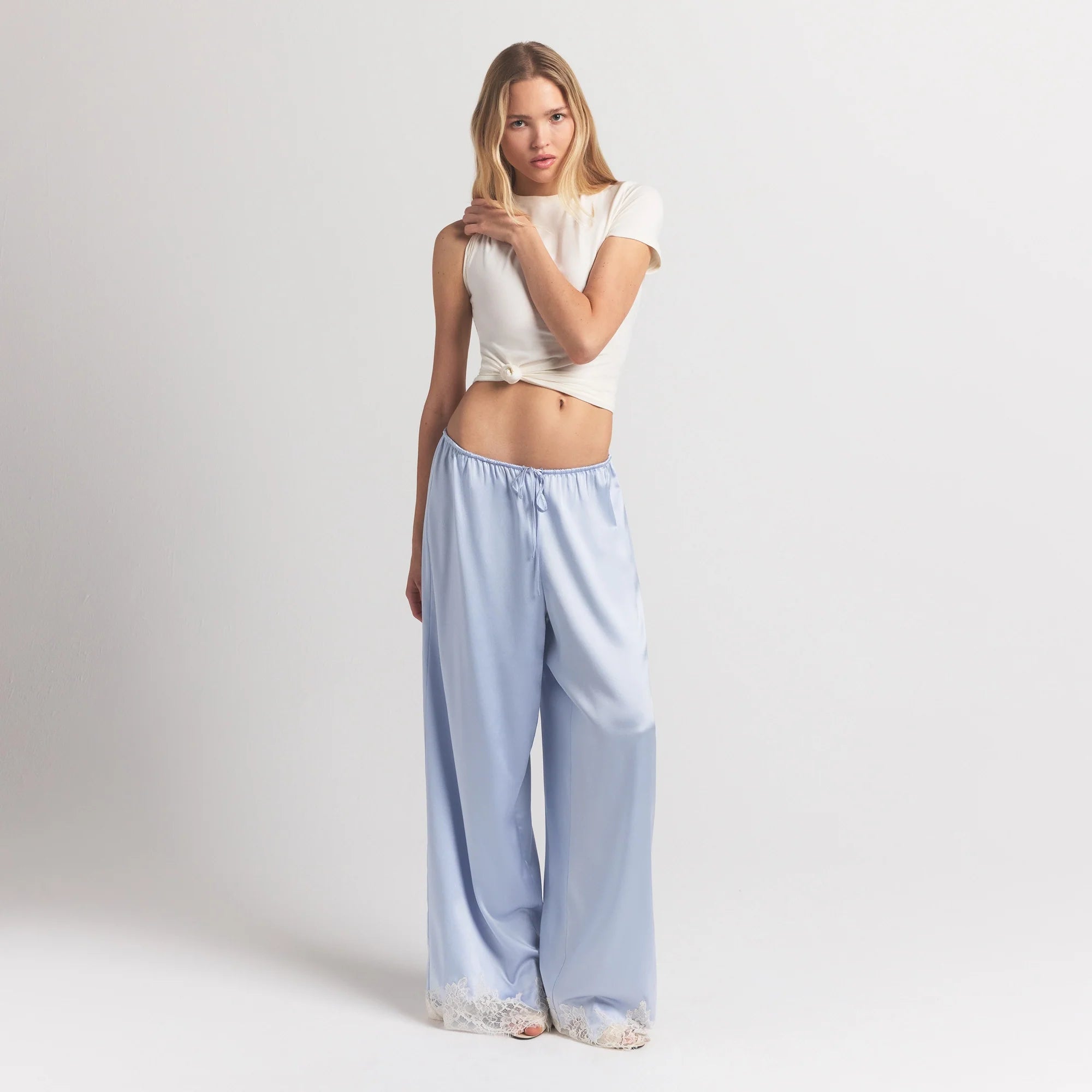 SILK LACE PANT | PERIWINKLE CONTRAST