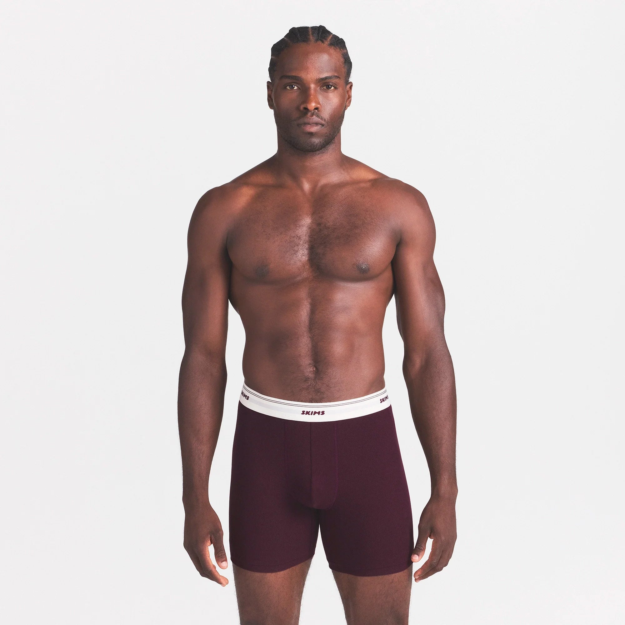 SKIMS COTTON RIB MENS 5" BOXER BRIEF | CURRANT