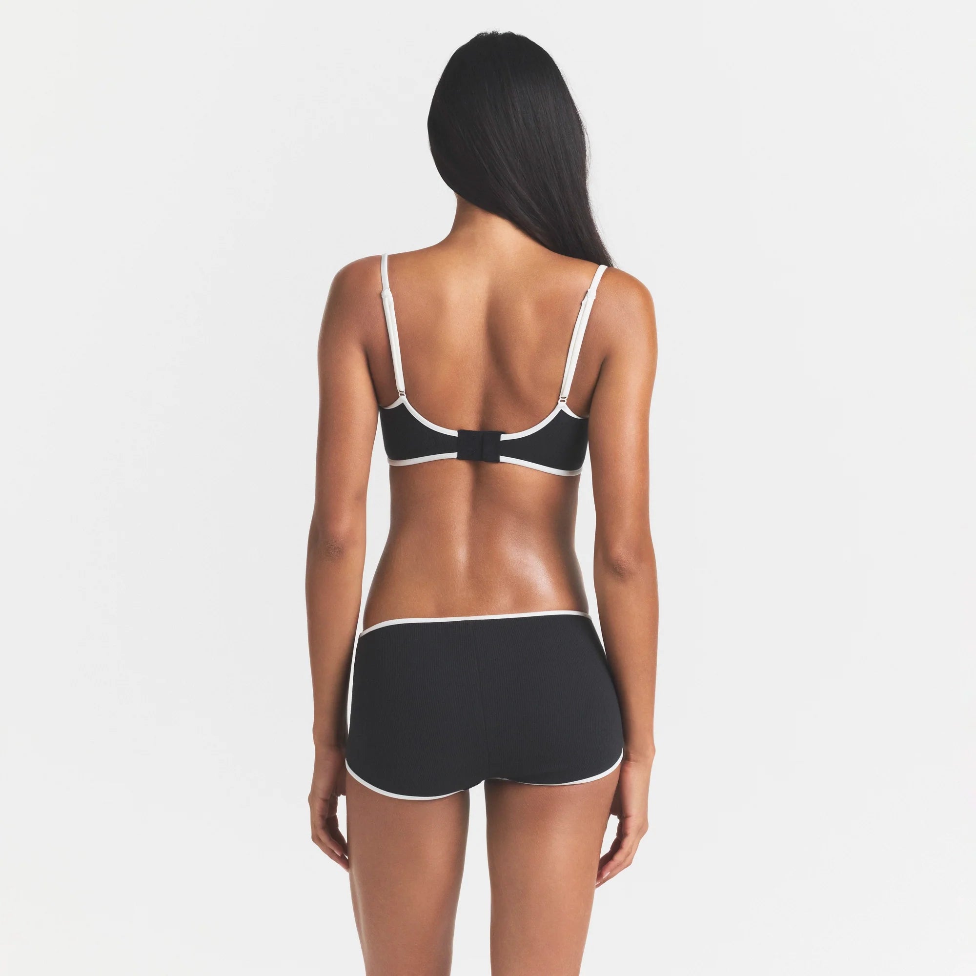 COTTON RIB BALCONETTE BRA | SOOT CONTRAST