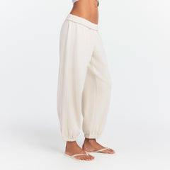 DRAPEY FRENCH TERRY CROPPED JOGGER | BUFF