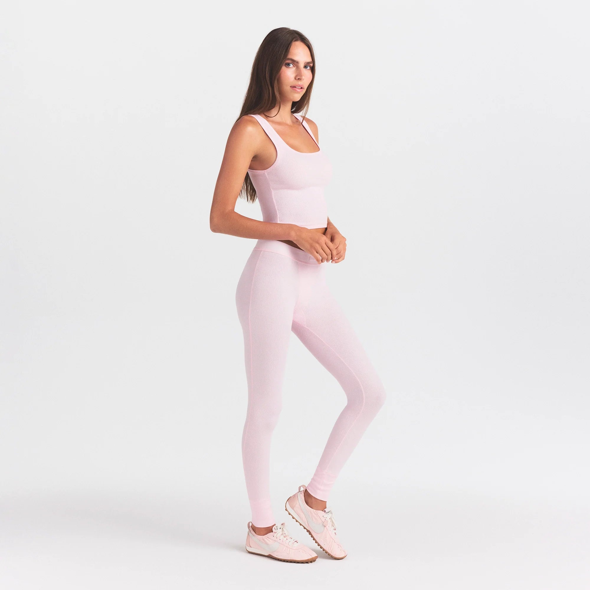 COTTON RIB MID RISE LEGGING | CHERRY BLOSSOM