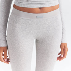 COTTON RIB MID RISE LEGGING | LIGHT HEATHER GREY