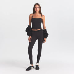 COTTON RIB MID RISE LEGGING | SOOT