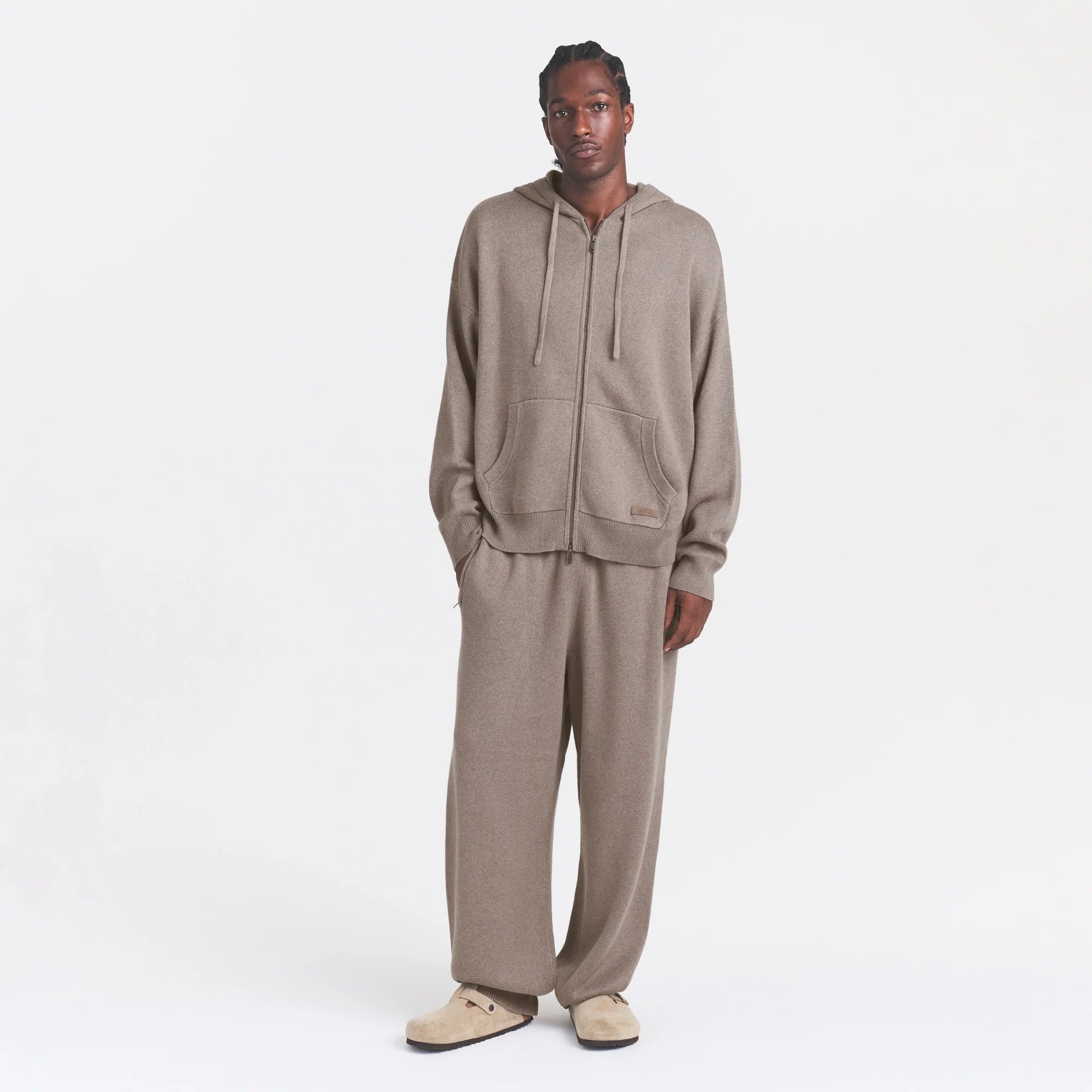 COTTON KNIT MENS STRAIGHT LEG JOGGER | DESERT HEATHER GREY