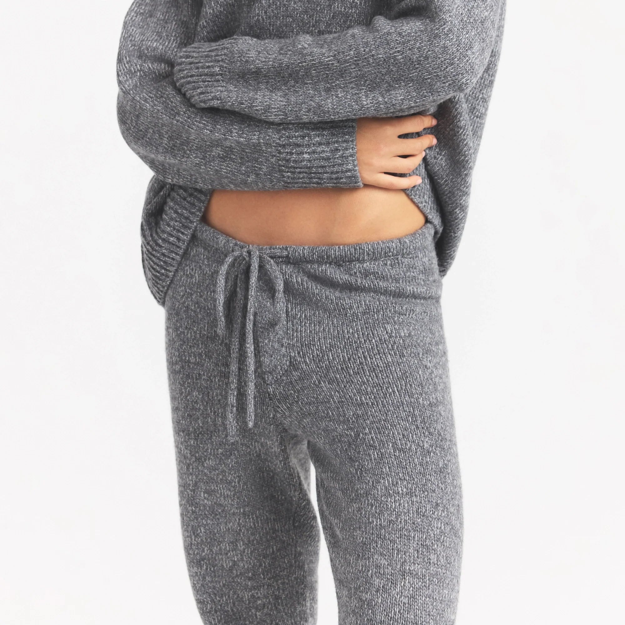 TWEED KNIT TEXTURED PANT | DARK HEATHER GREY