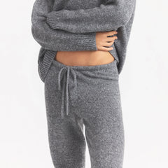TWEED KNIT TEXTURED PANT | DARK HEATHER GREY