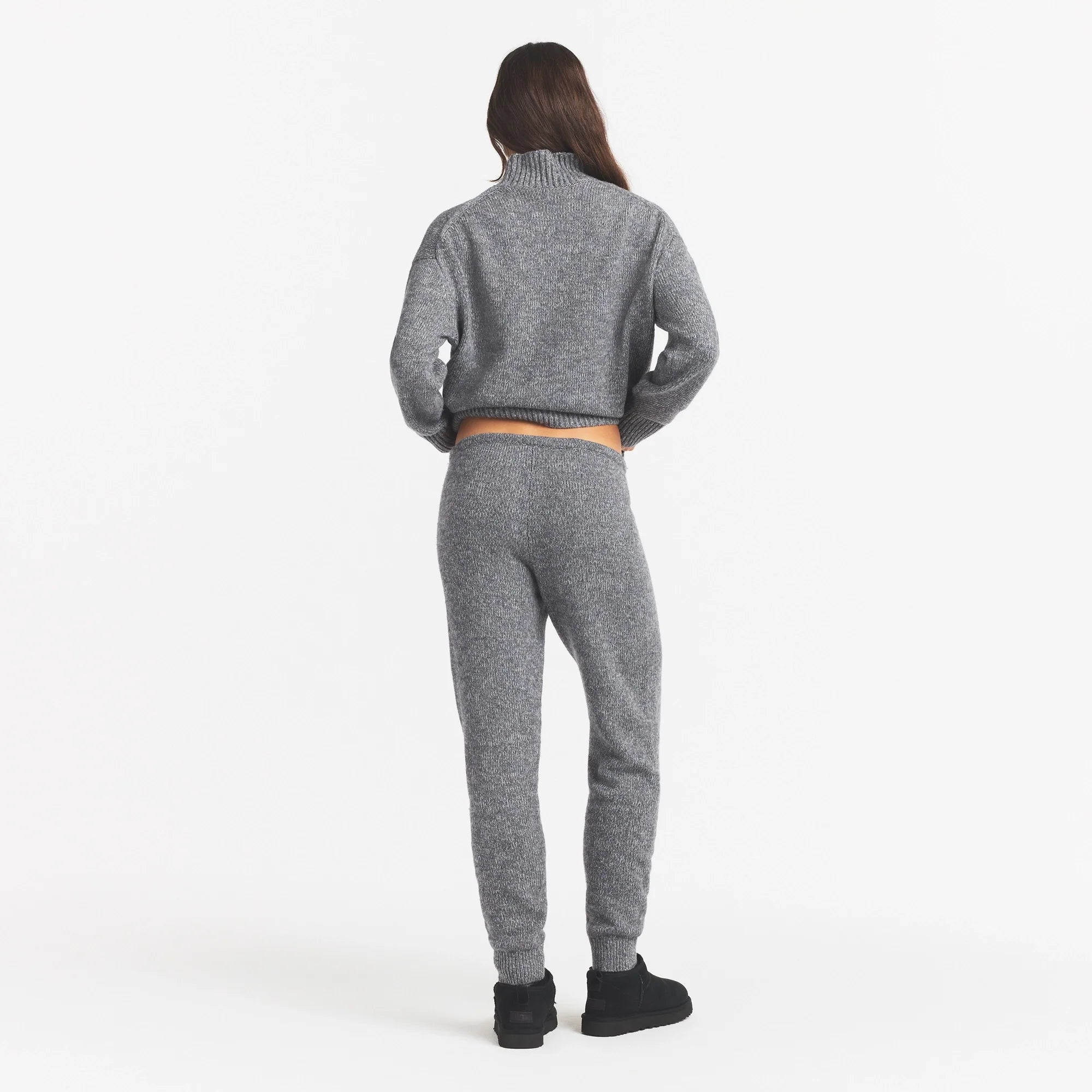 TWEED KNIT TEXTURED PANT | DARK HEATHER GREY