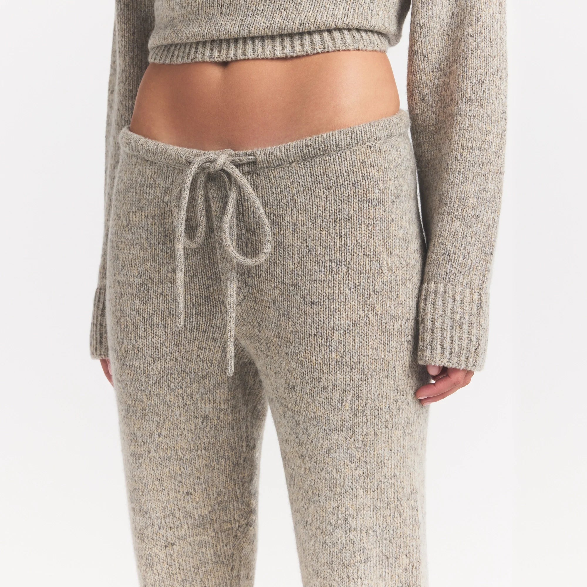 TWEED KNIT TEXTURED PANT | LATTE