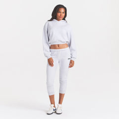COTTON FLEECE LEGGING WITH EMBOSSED LOGO | LIGHT HEATHER GREY