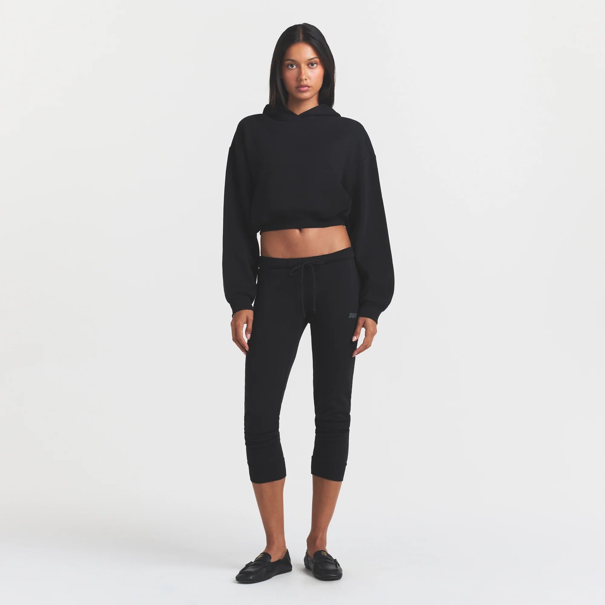 COTTON FLEECE LEGGING WITH EMBOSSED LOGO | ONYX