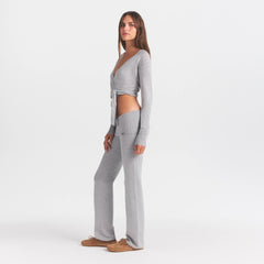ESSENTIAL KNIT FOLDOVER PANT | MID HEATHER GREY