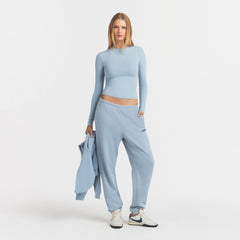 COTTON FLEECE JOGGER WITH EMBOSSED LOGO | FOG