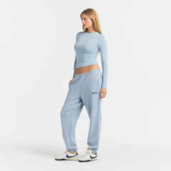 COTTON FLEECE JOGGER WITH EMBOSSED LOGO | FOG