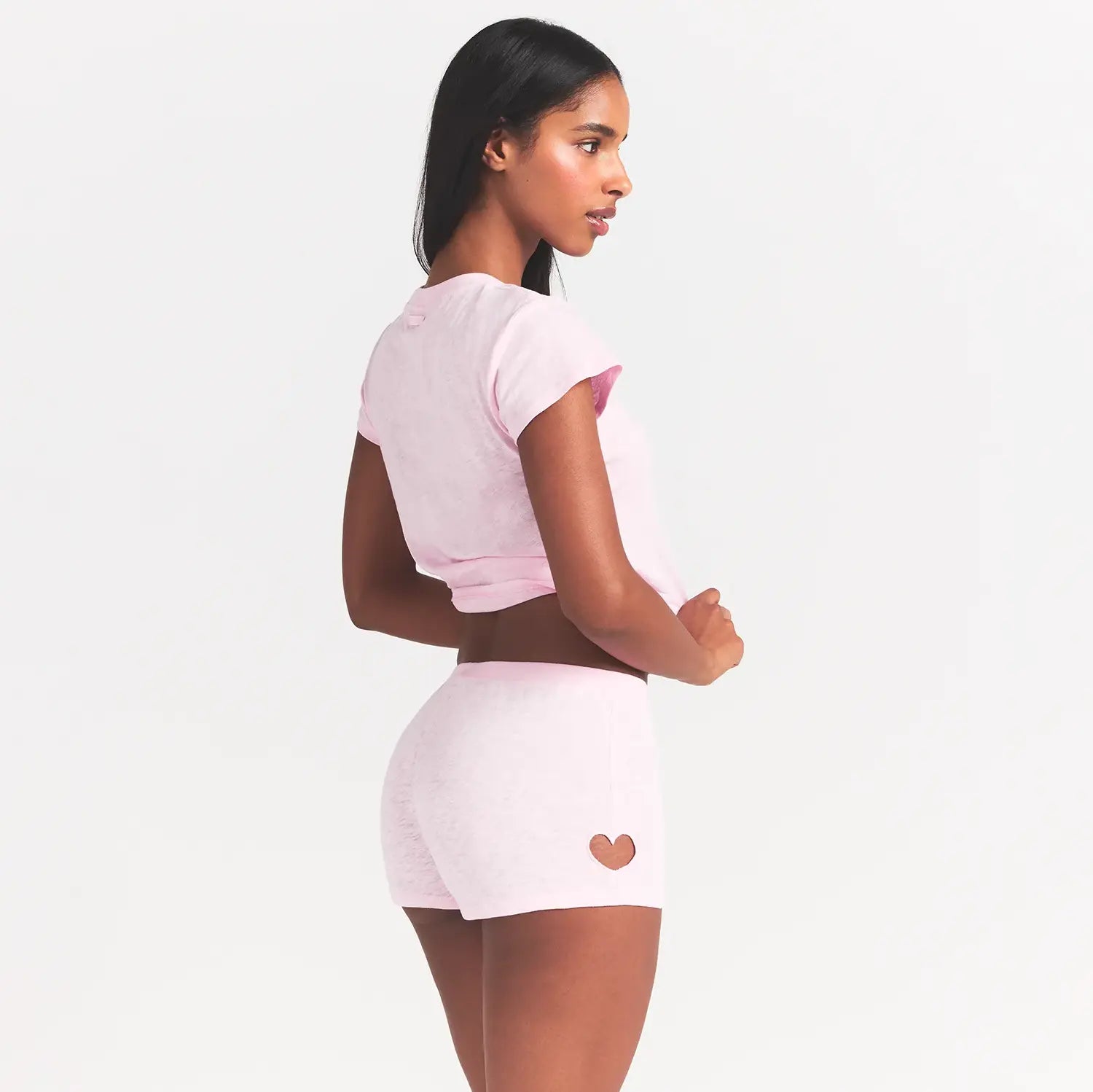 WORN IN JERSEY MICRO HEART SHORT | BABY PINK