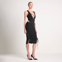 LUDOVIC DE SAINT SERNIN X SKIMS REFINED KNIT DEEP V BODYSUIT | ONYX