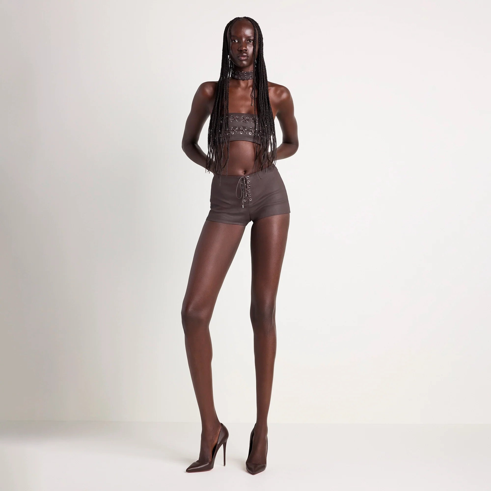 LUDOVIC DE SAINT SERNIN X SKIMS WAXED COTTON MICRO SHORT | COCOA