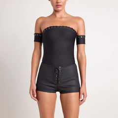LUDOVIC DE SAINT SERNIN X SKIMS WAXED COTTON MICRO SHORT | ONYX