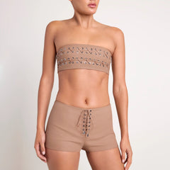 LUDOVIC DE SAINT SERNIN X SKIMS WAXED COTTON MICRO SHORT | SIENNA