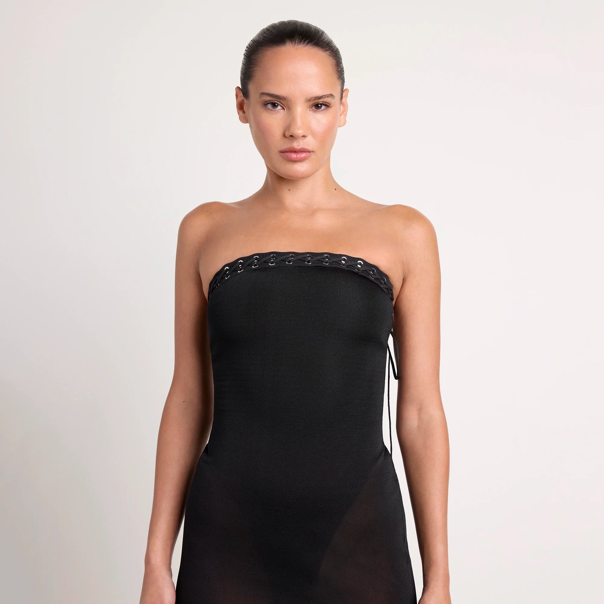 LUDOVIC DE SAINT SERNIN X SKIMS REFINED KNIT STRAPLESS DRESS | ONYX