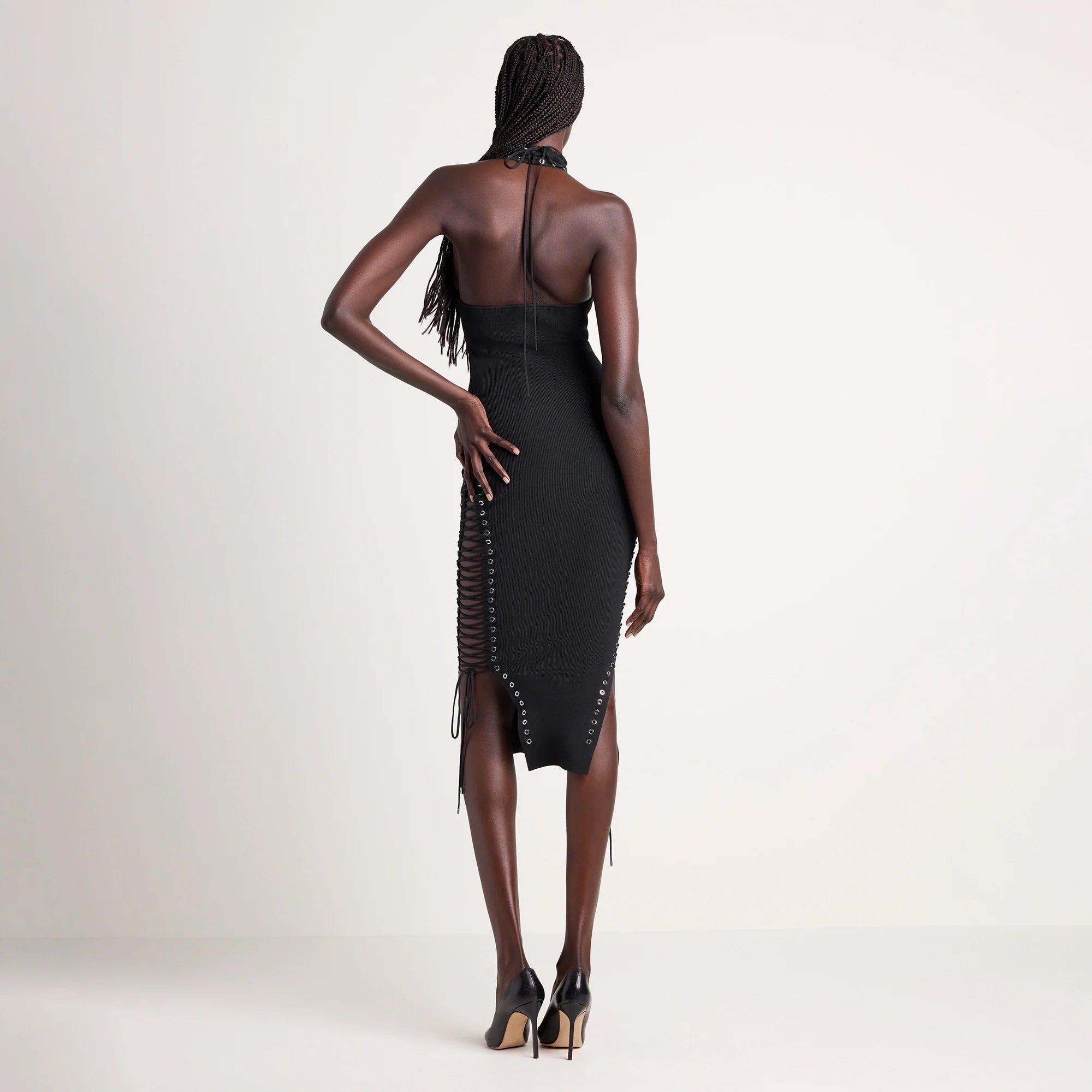 LUDOVIC DE SAINT SERNIN X SKIMS REFINED KNIT HALTER DRESS | ONYX