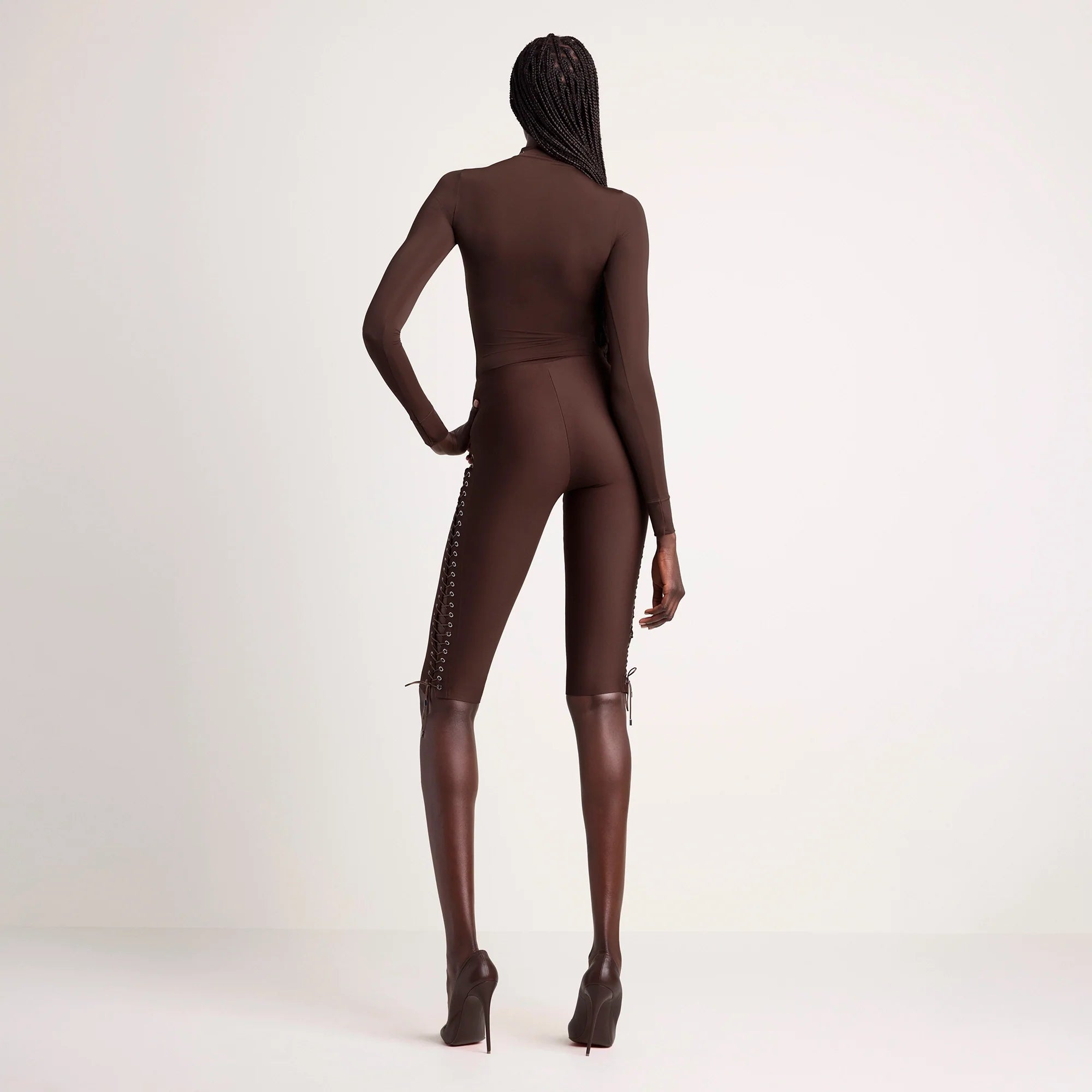LUDOVIC DE SAINT SERNIN X SKIMS MILKY SHEER MOCK NECK LONG SLEEVE TOP | COCOA