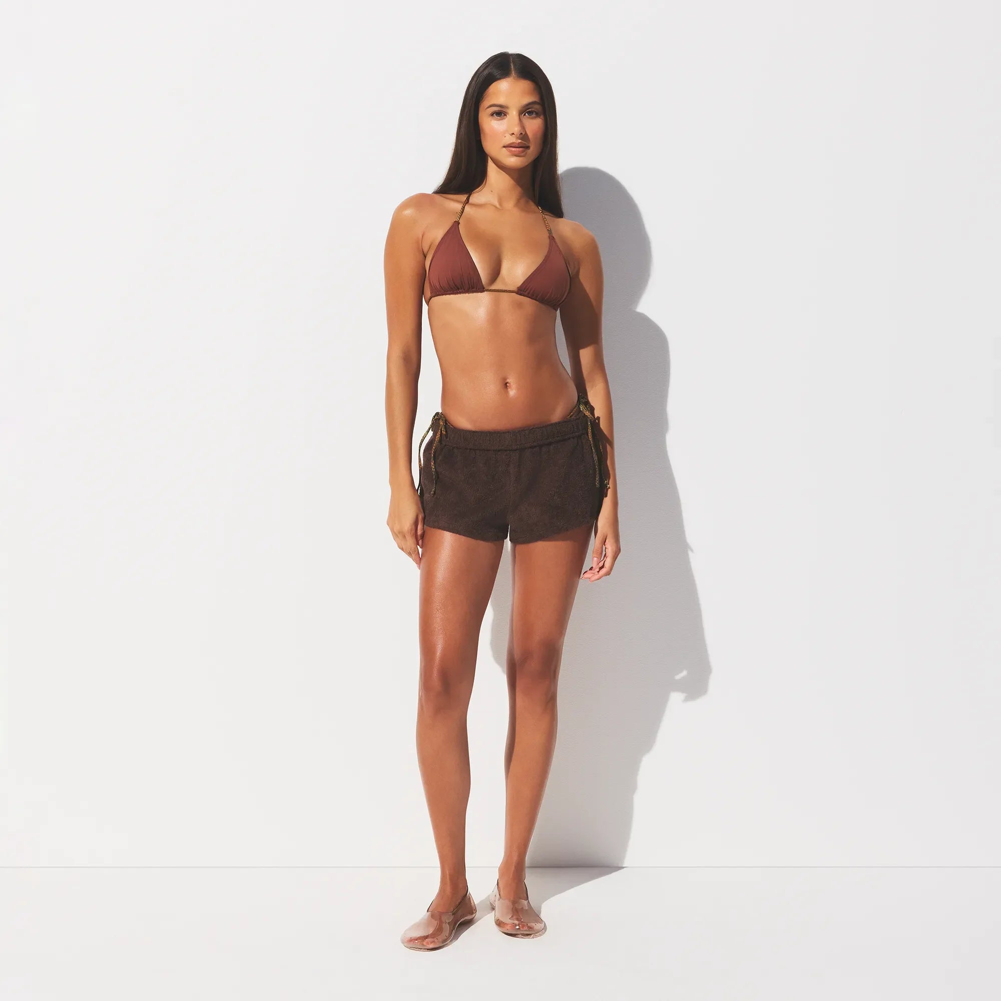 TERRY COVER-UPS FOLDOVER SHORT | DARK SEPIA