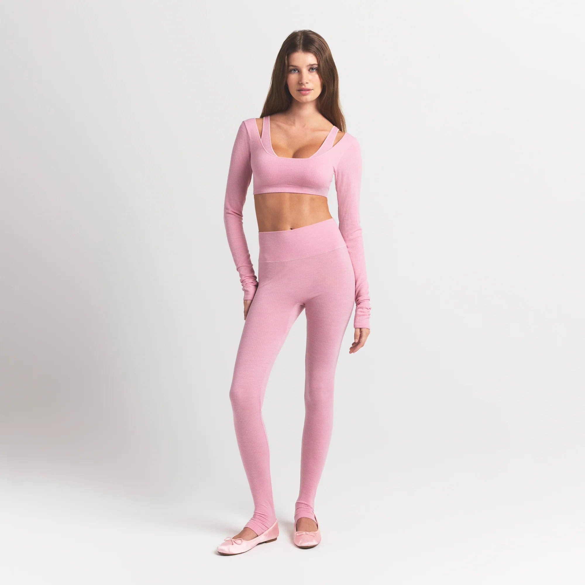 WOOL RIB LONG SLEEVE CROPPED TOP | HALITE