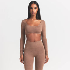 WOOL RIB LONG SLEEVE CROPPED TOP | SIENNA