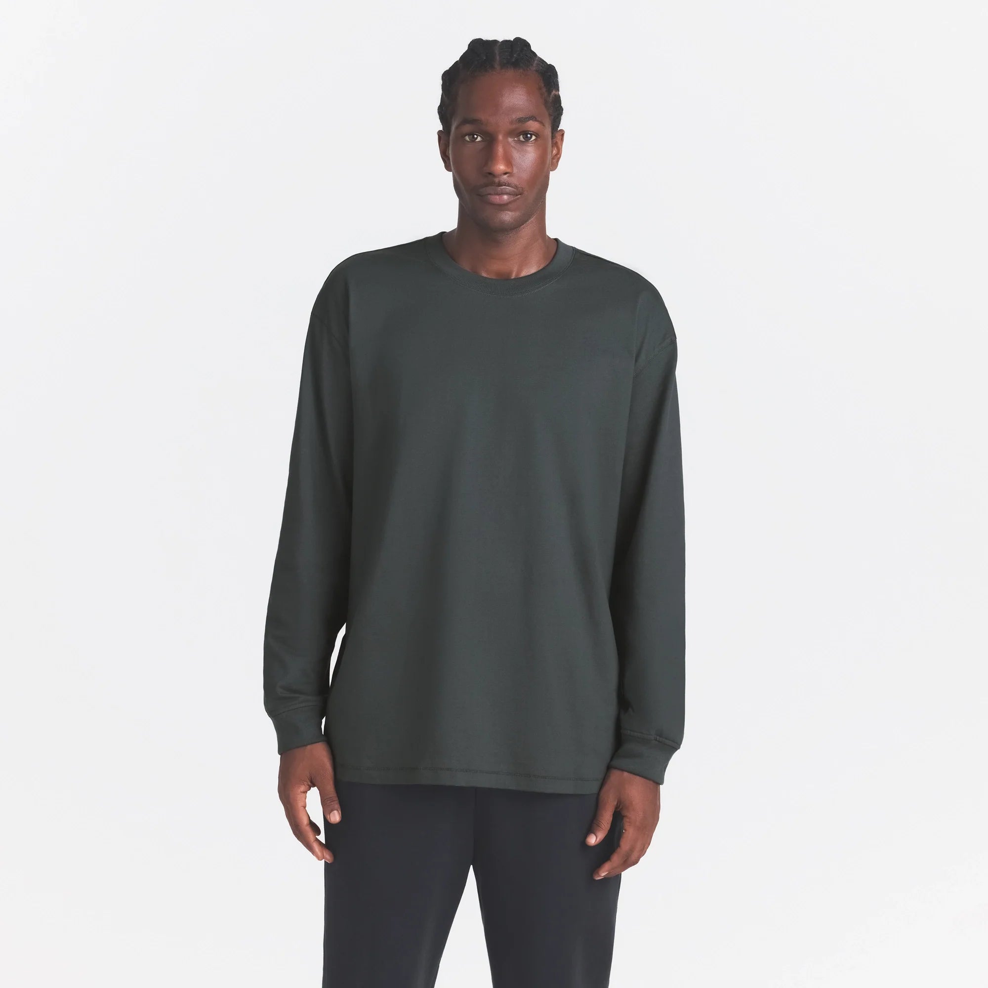 HEAVYWEIGHT COTTON MENS RELAXED LONG SLEEVE T-SHIRT | DEEP SEA