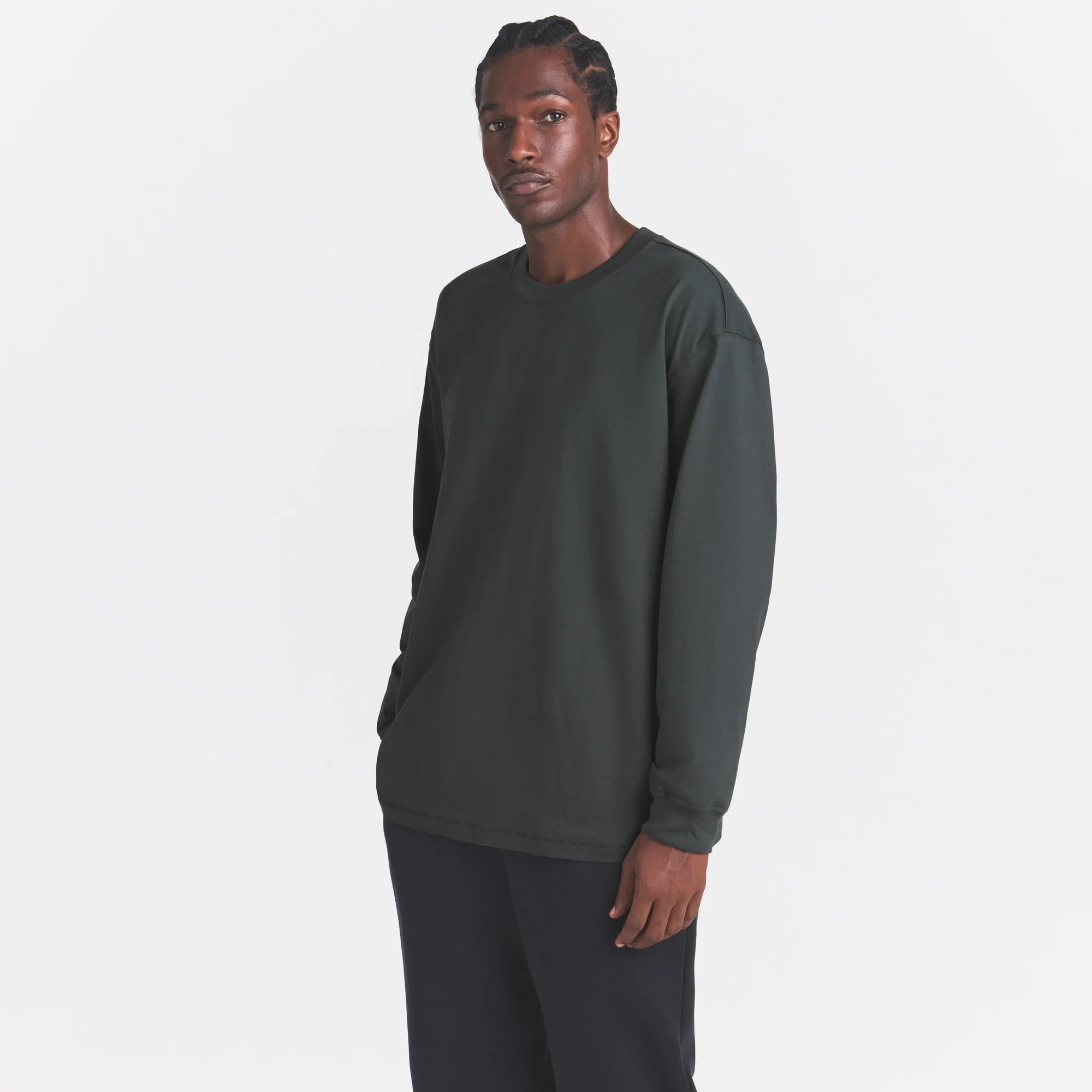 HEAVYWEIGHT COTTON MENS RELAXED LONG SLEEVE T-SHIRT | DEEP SEA