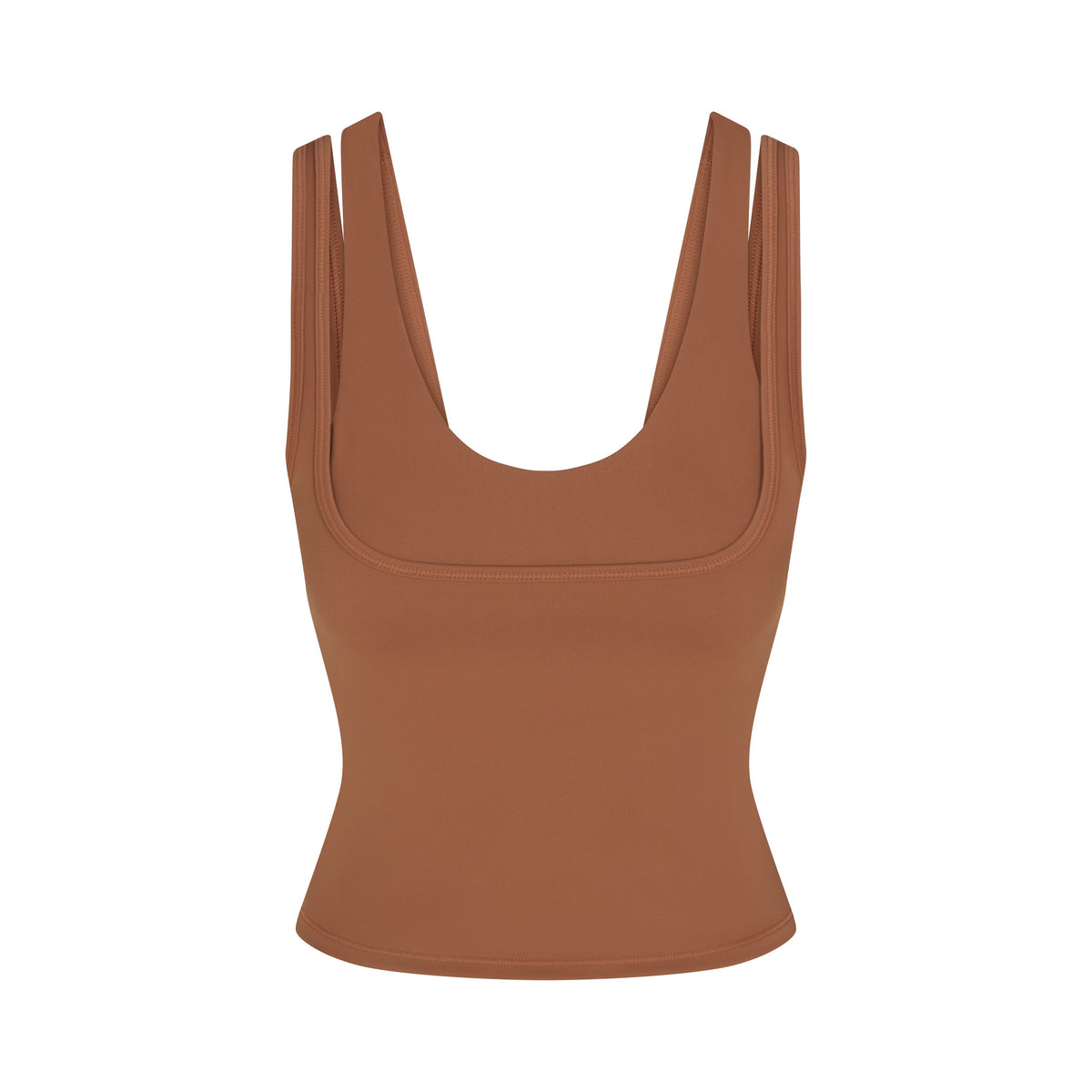 NikeSKIMS MATTE DOUBLE STRAP SCOOP TANK | CAROB BROWN