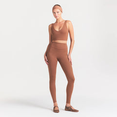 NikeSKIMS MATTE V-NECK BRA TOP | CAROB BROWN