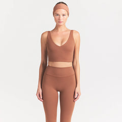 NikeSKIMS MATTE V-NECK BRA TOP | CAROB BROWN