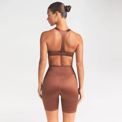 NikeSKIMS SATIN SHINE PLUNGE T-BACK BRA | CAROB BROWN