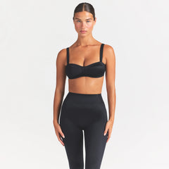 NikeSKIMS SATIN SHINE PANELED PICOT BRA | OBSIDIAN