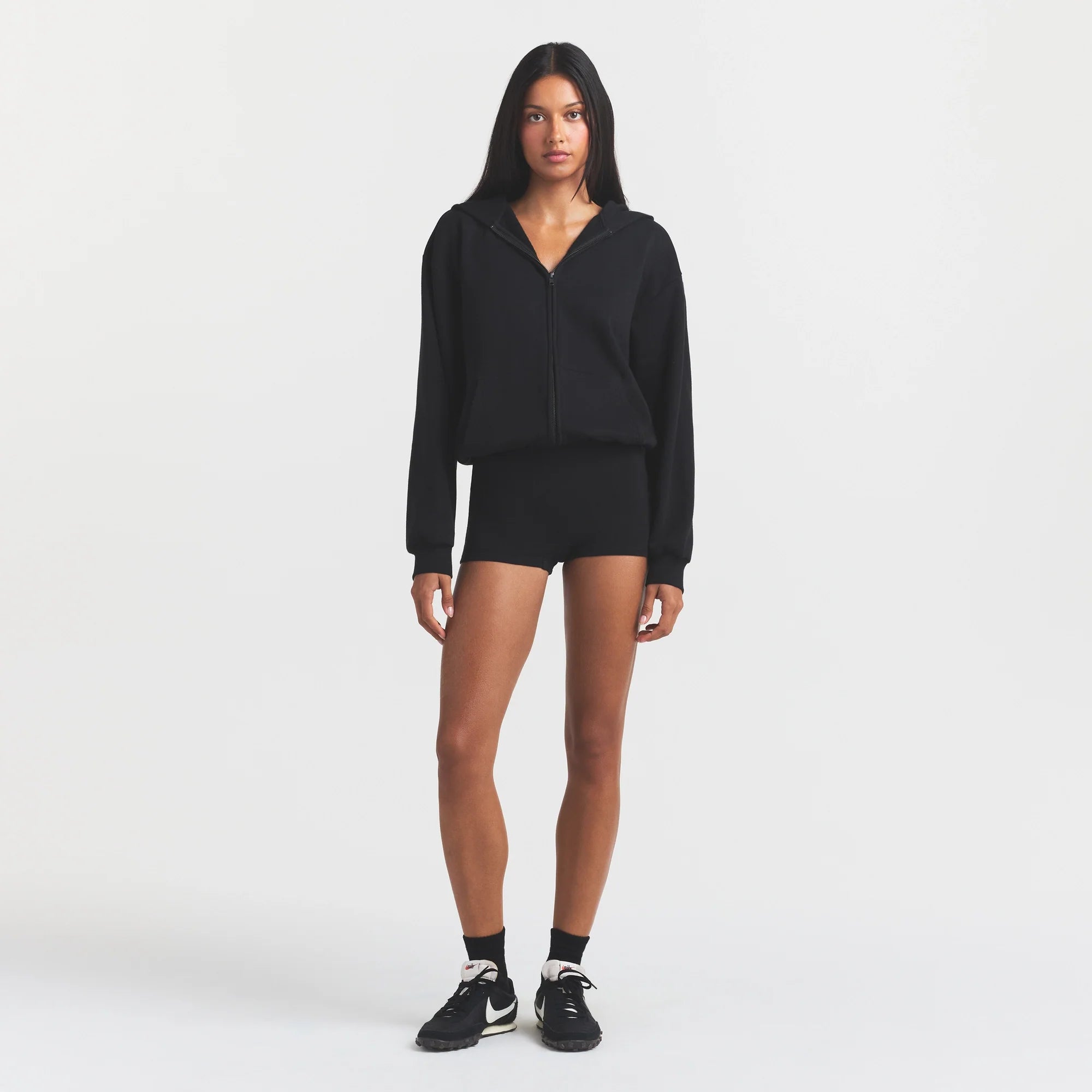COTTON FLEECE ZIP UP ONESIE | ONYX