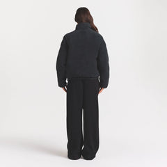 FAUX SUEDE HALF ZIP JACKET | ONYX