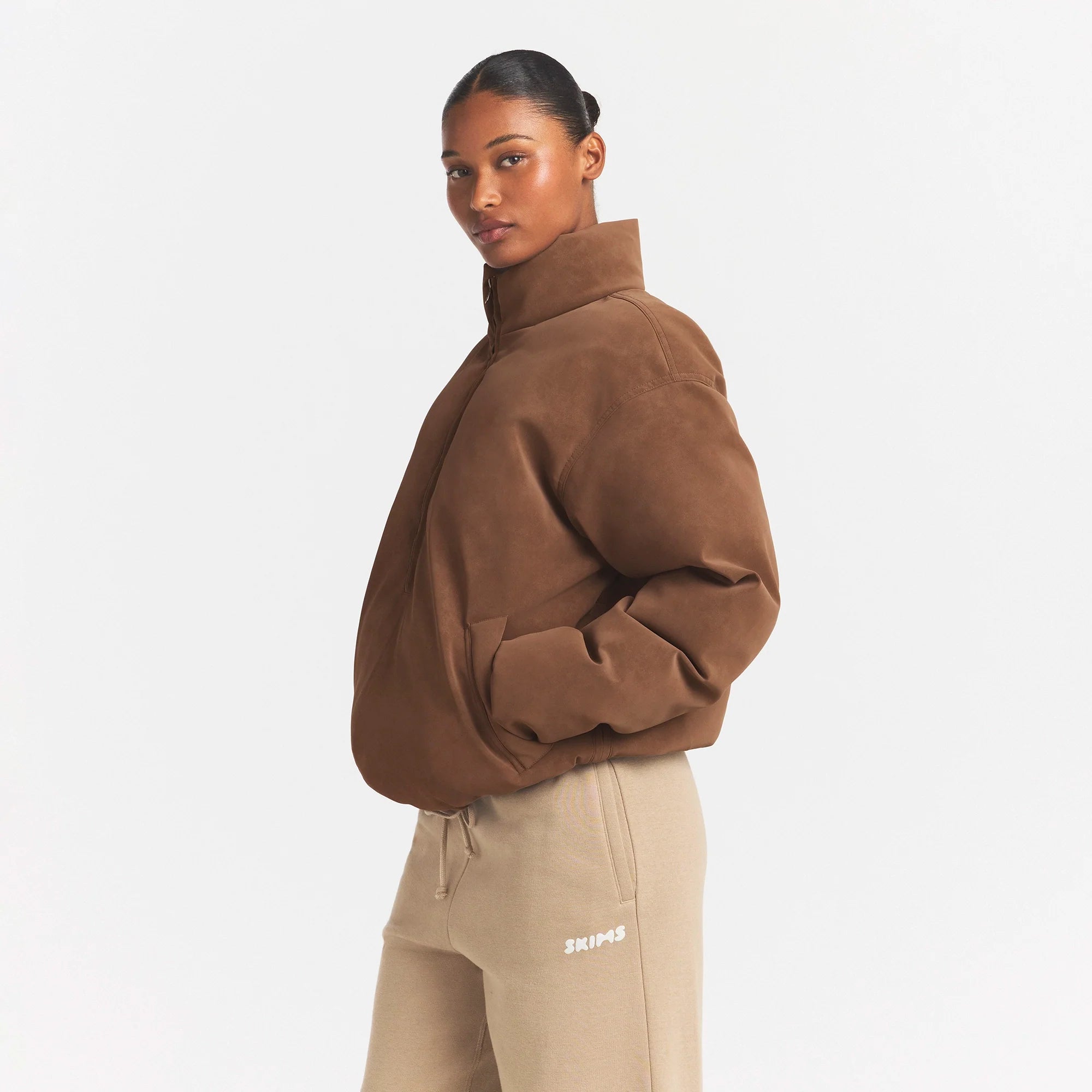 FAUX SUEDE HALF ZIP JACKET | JASPER