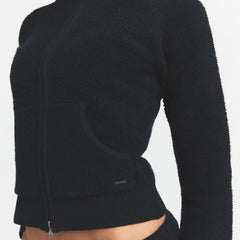 TEXTURED KNIT SHERPA ZIP UP | ONYX