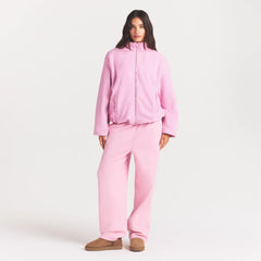OUTDOOR FLEECE MOCK NECK ZIP UP JACKET | BUBBLE GUM