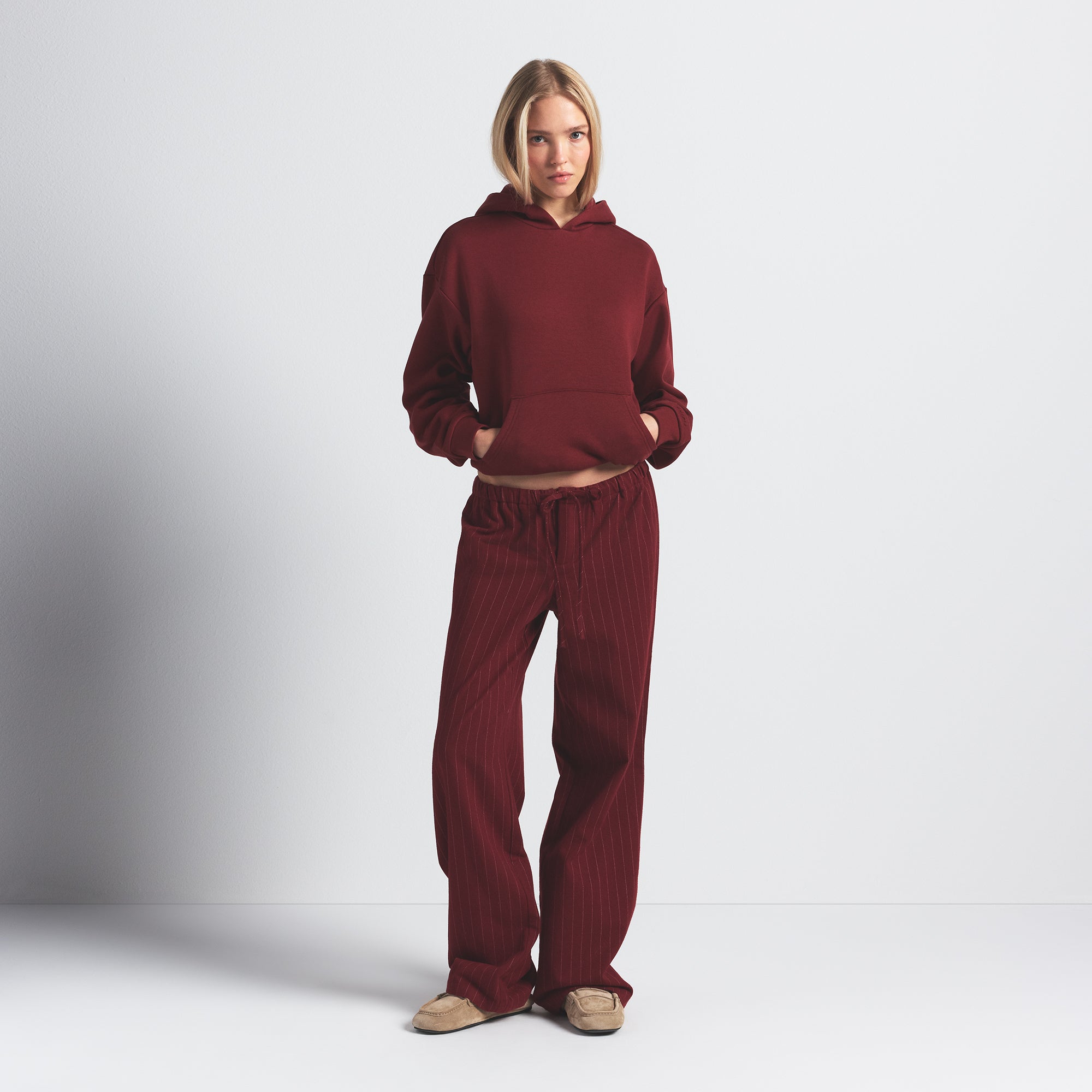 COTTON FLEECE HOODIE | MERLOT