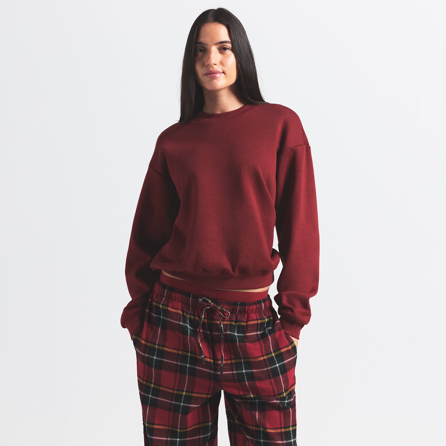 COTTON FLEECE CREWNECK | MERLOT